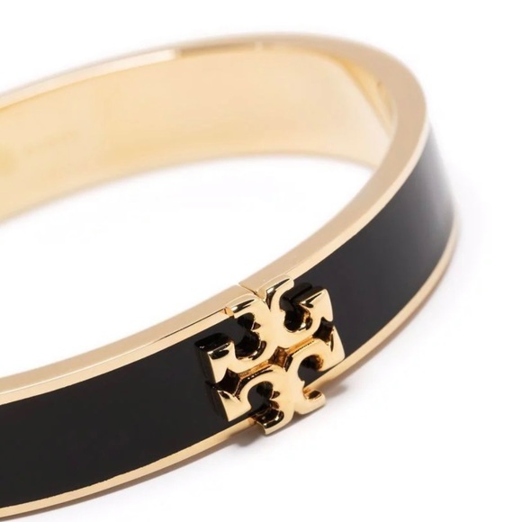 Tory Burch Jewelry - Tory Burch Gold Logo Black Bangle
